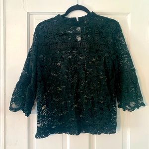 Loft dark green lace shirt